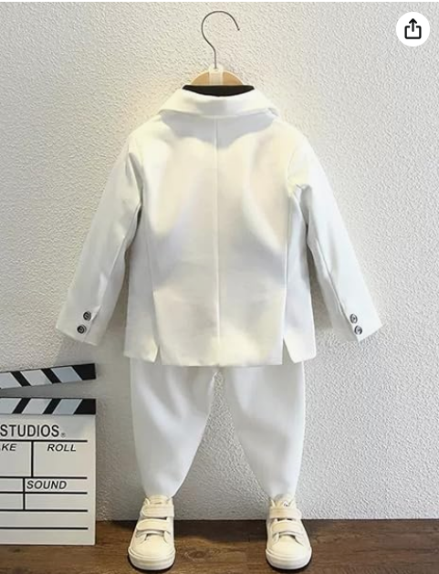 Ulnomio Garçon Costume Officiel Blazer à Deux Poches Veste Anniversaire Proms Dîner Tuxedo Manteau