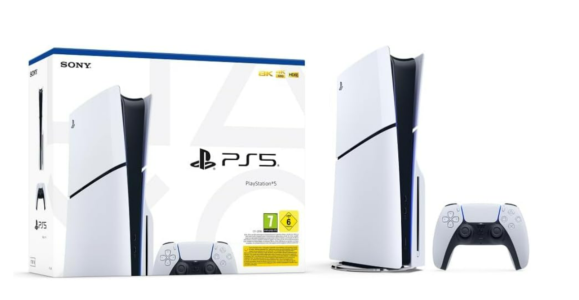 Playstation Sony, 5 Slim, PS5 avec 1 Manette Sans Fil DualSense, Couleur : Blanche