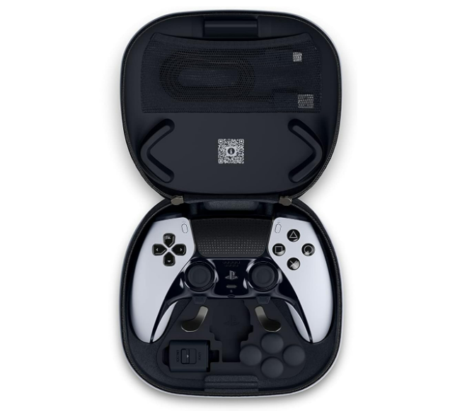 Sony, Manette DualSense Edge Officielle pour PS5 et PC, Sans Fil, Commandes Ultra-Personnalisables + Profils Interchangeables + Confort Amélioré, Boîte de Transport Incluse, Couleur : Blanche et Noire