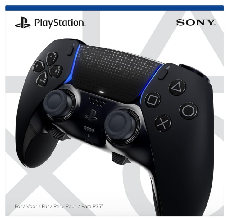 Playstation Sony, Manette DualSense Edge officielle pour PS5 et PC, Sans Fil, Commandes Ultra Personnalisables, Profils Interchangeables, Confort Amélioré, Boîte de Transport Incluse, Couleur : Noire