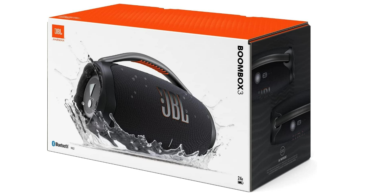 JBL BoomBox 3 Noir – Haut-parleur portable résistant à l'eau et la poussière – Son ultra puissant – Autonomie de 24 hrs