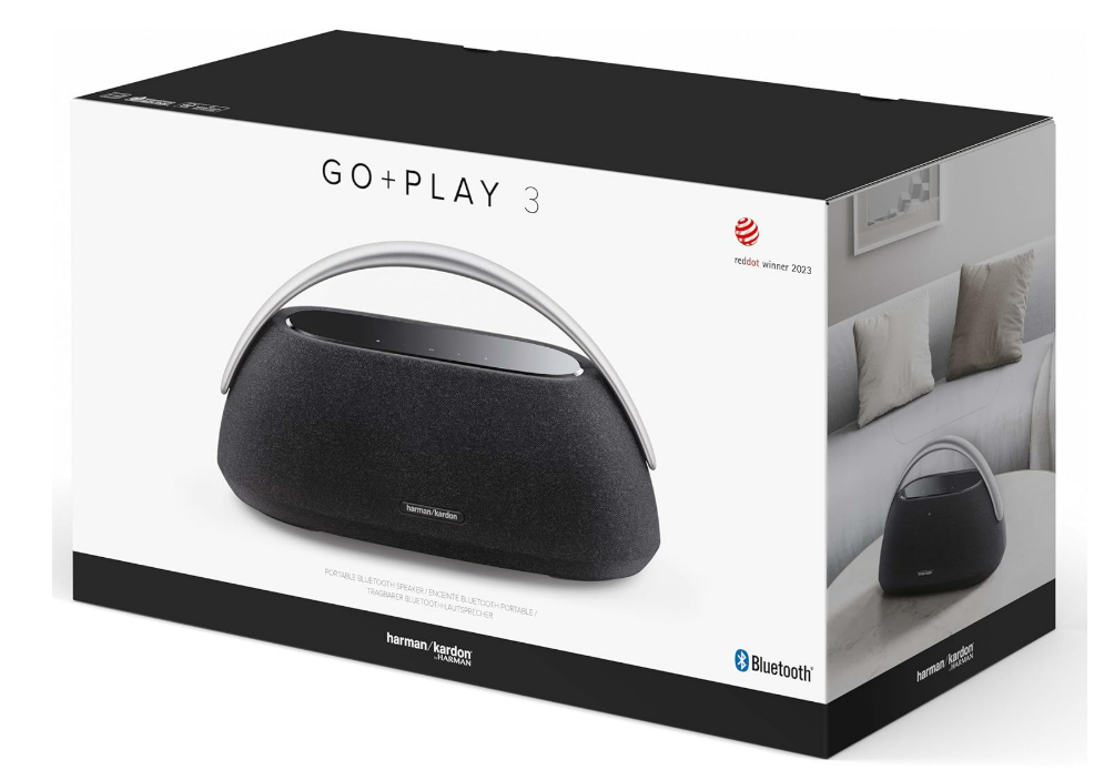 Harman Kardon Go + Play 3, Enceinte portable Bluetooth sans fil, autonomie de 8 h, son et basses puissantes, en Noir