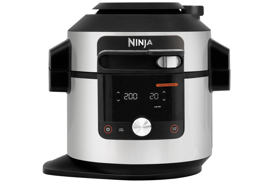 Multicuiseur Ninja Foodi MAX Air Fryer, Smart Lid, 14 fonctions de cuisson en 1, 7.5L, Cuisson sous pression, Friture à l'air, Cuisson lente, Grill et plus, sonde numérique, Acier inoxydable, OL750EU