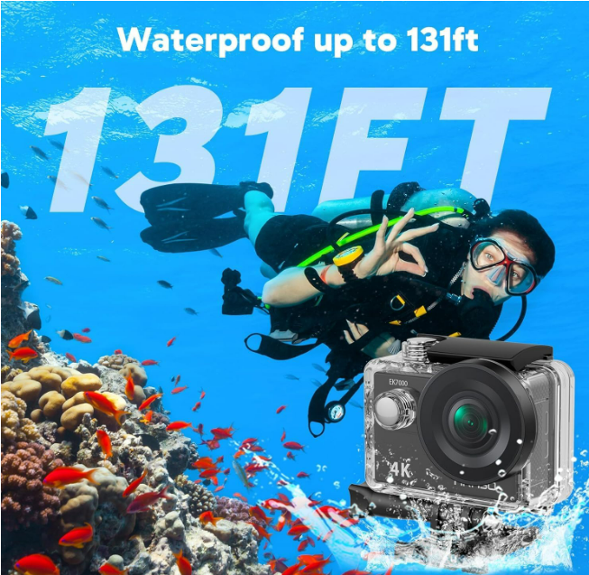 Caméra Sport 4K 30fps 20MP WiFi - Camera 4k Étanche jusqu'à 30M avec Stabilisation, Grand Angle de 170° - Télécommande 2.4G - Qualité d'image Ultra HD pour Les Passionnés d'Aventure