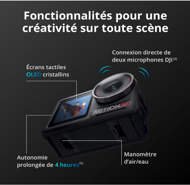 DJI Bundle Standard Osmo Action 5 Pro, Caméra Étanche avec Capteur 1/1,3", Vidéo 4K/120 IPS, Suivi de Sujet, Stabilisation, Double Écran Tactile OLED, Caméra d’Action 4K Idéale pour Sports, Vlog