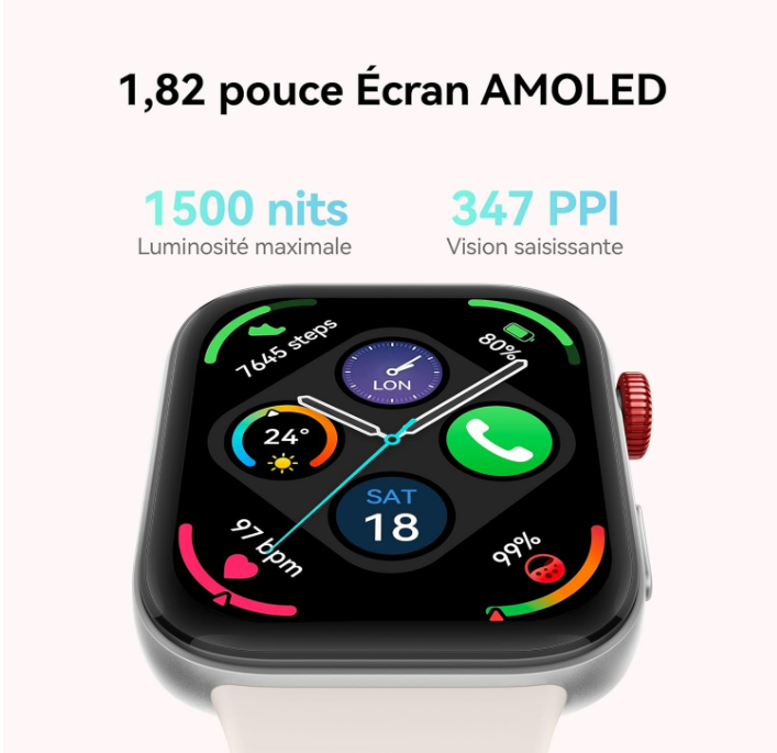 HUAWEI Watch FIT 3, Montre Connectée, Appels Bluetooth, Écran AMOLED 1,82", GPS, Gestion Polyvalente de la Forme Physique, Gestion complète de la santé, Jusqu'à 10 Jours d'utilisation maximale, Rose