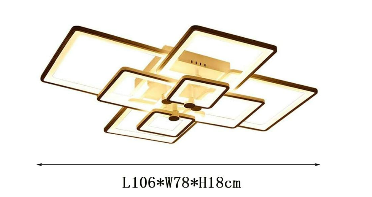 Plafonnier carré à intensité variable avec télécommande pour salon, salle à manger, lustre encastré moderne pour salon, cuisine, couloir, bureau, éclairage suspendu L 106 x l 78 cm