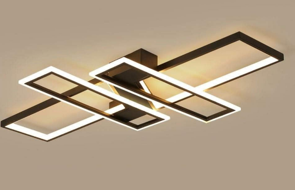 LED 94W Plafonnier Moderne Salon Lumière Lustre Créatif Aluminium Acrylique Conception Lampe Plafond Luminaire L'éclairage Lampe de Salon Lumière de la Chambre Bureau Plafonnier Lampe (Noir),L90CM [Classe énergétique A++]