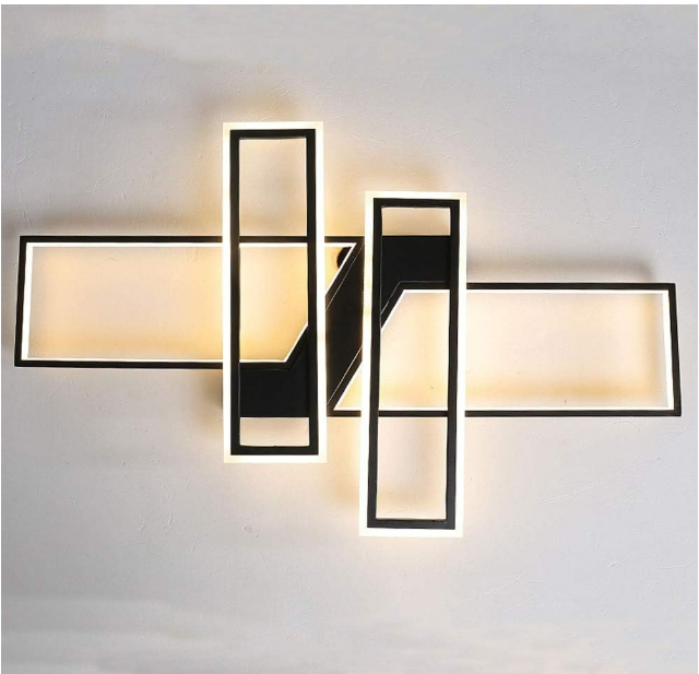 LED 94W Plafonnier Moderne Salon Lumière Lustre Créatif Aluminium Acrylique Conception Lampe Plafond Luminaire L'éclairage Lampe de Salon Lumière de la Chambre Bureau Plafonnier Lampe (Noir),L90CM [Classe énergétique A++]