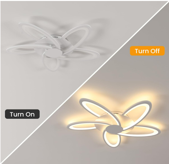Plafonnier LED 70CM, 60W 6700LM Blanc Luminaire Plafonnier Salon avec 5 Lampes, Lumière Chaude 3000K Lampe de Plafond Moderne en Forme de Fleur pour Chambre à Coucher, Salle à Manger, Bureau [Classe énergétique E]
