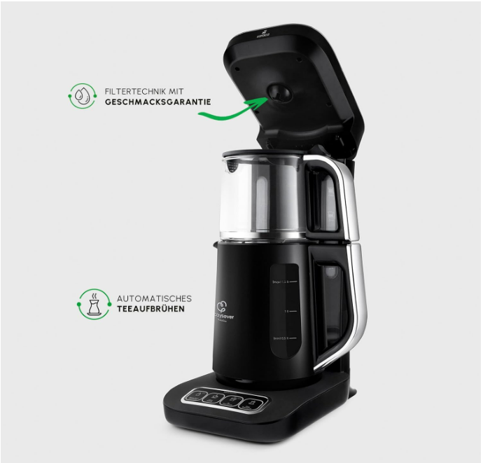 Bouilloire à thé et machine à café filtre automatique Karaca Caysever Robotea Pro 4 en 1 2500 W Chrome, théière, théière turque, thé traditionnel turc