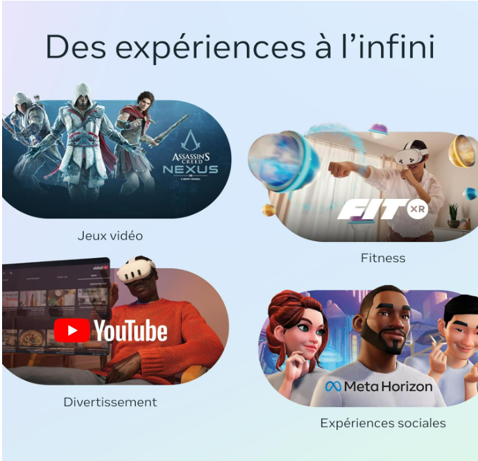 Meta Quest 3S 128 Go- 256Go – Batman: Arkham Shadow et Un essai de 3 Mois de Meta Quest+ Inclus – Casque Tout-en-Un et 2 Manettes Touch Plus