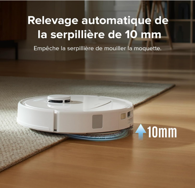 Roborock Qrevo S Set Aspirateur Robot Laveur, 7000Pa HyperForce, Double Serpillière Rotative 200 tr/min & Relevable 10mm, Station Multifonctionnelle, 3D Cartographie, Reactive Tech, Contrôle APP, Noir