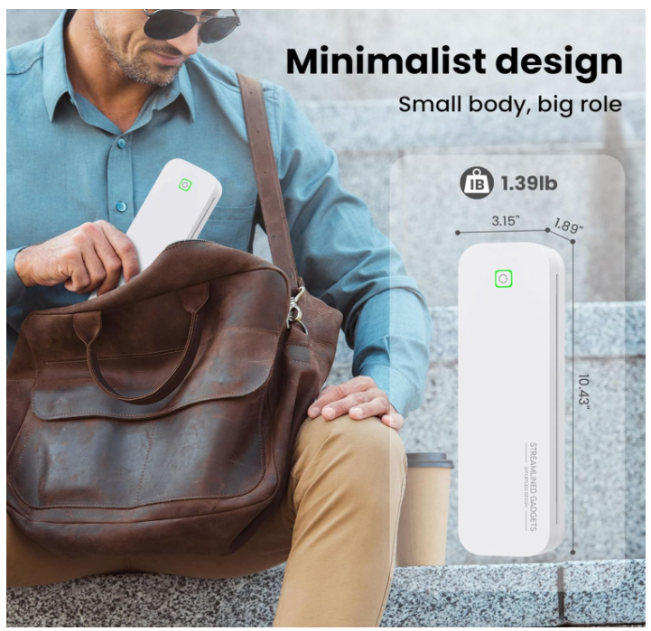 Imprimante portable sans encre 2025, compatible avec iOS, Android, Mac et Windows, pour le bureau, la voiture et la maison, avec étui et kit de 3 rouleaux thermiques.