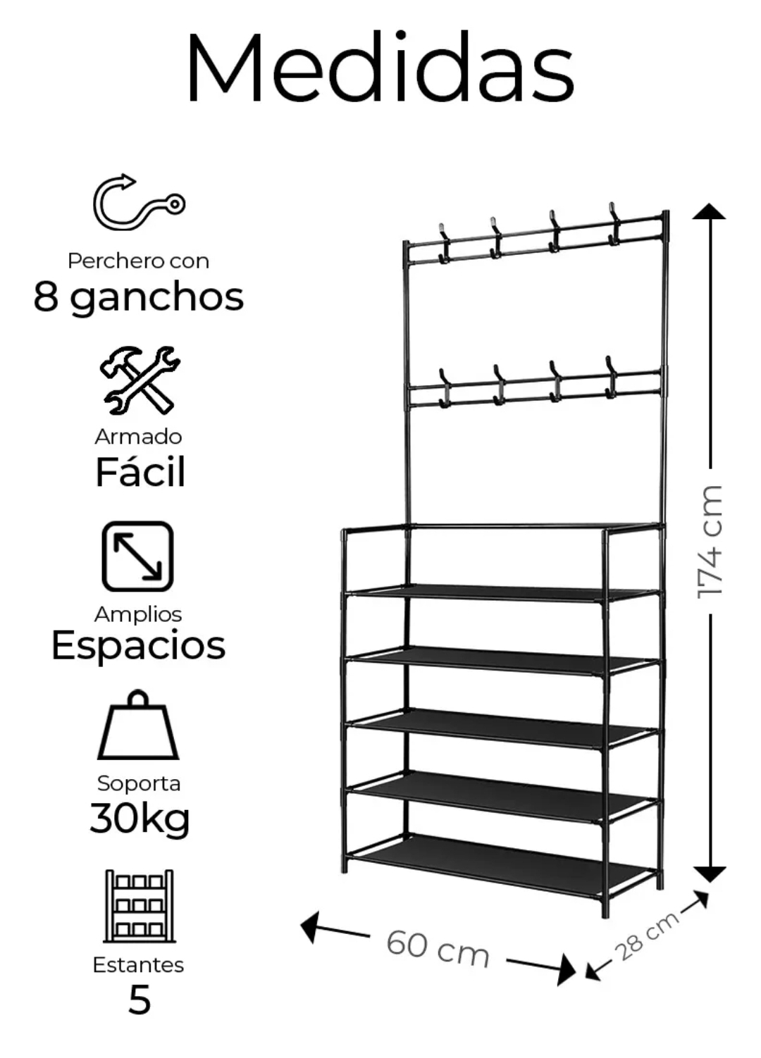 Perchero con Zapatera 5 niveles