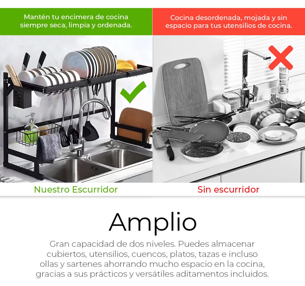 Escurridor Metalico doble Tarja