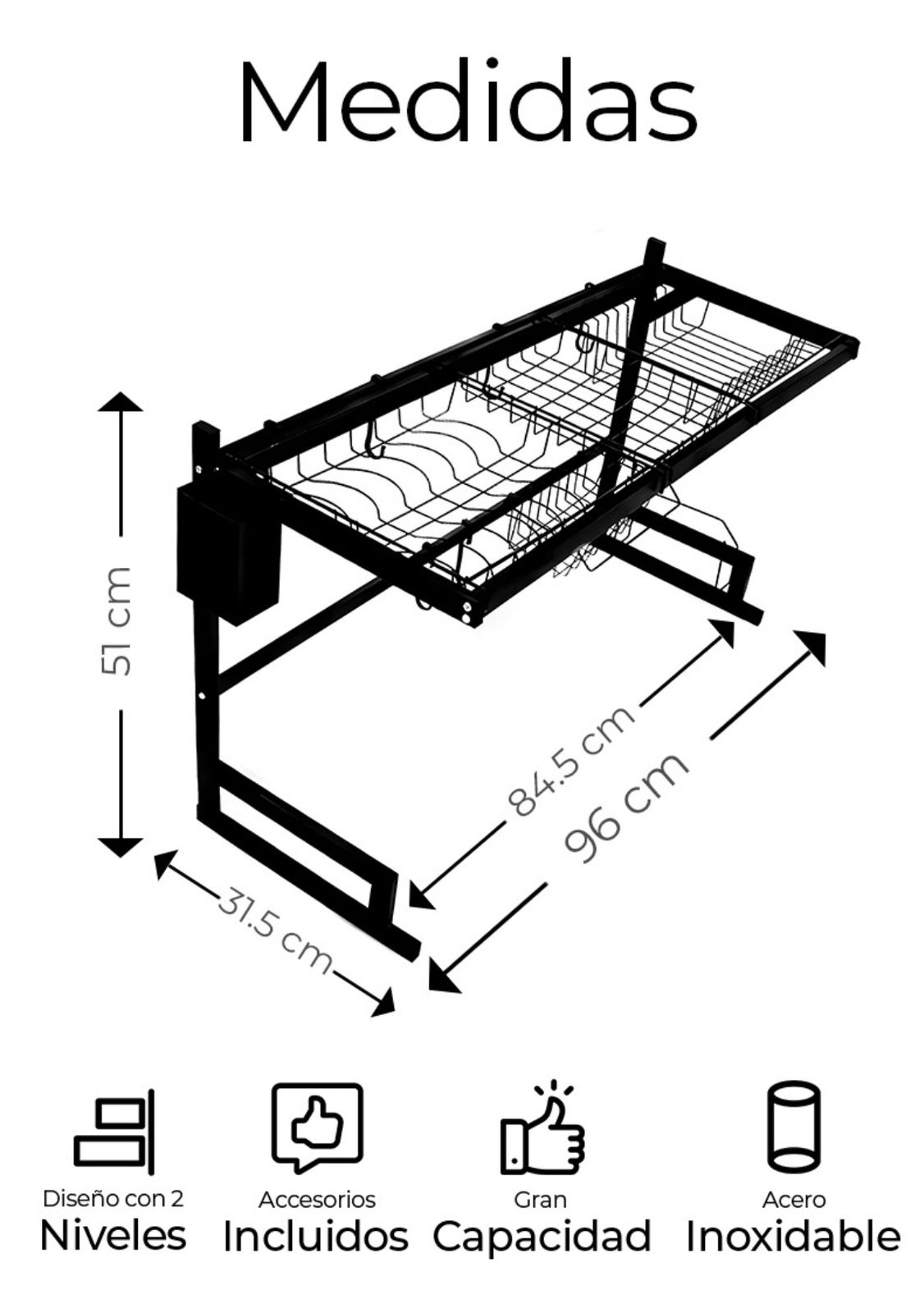 Escurridor Metalico doble Tarja