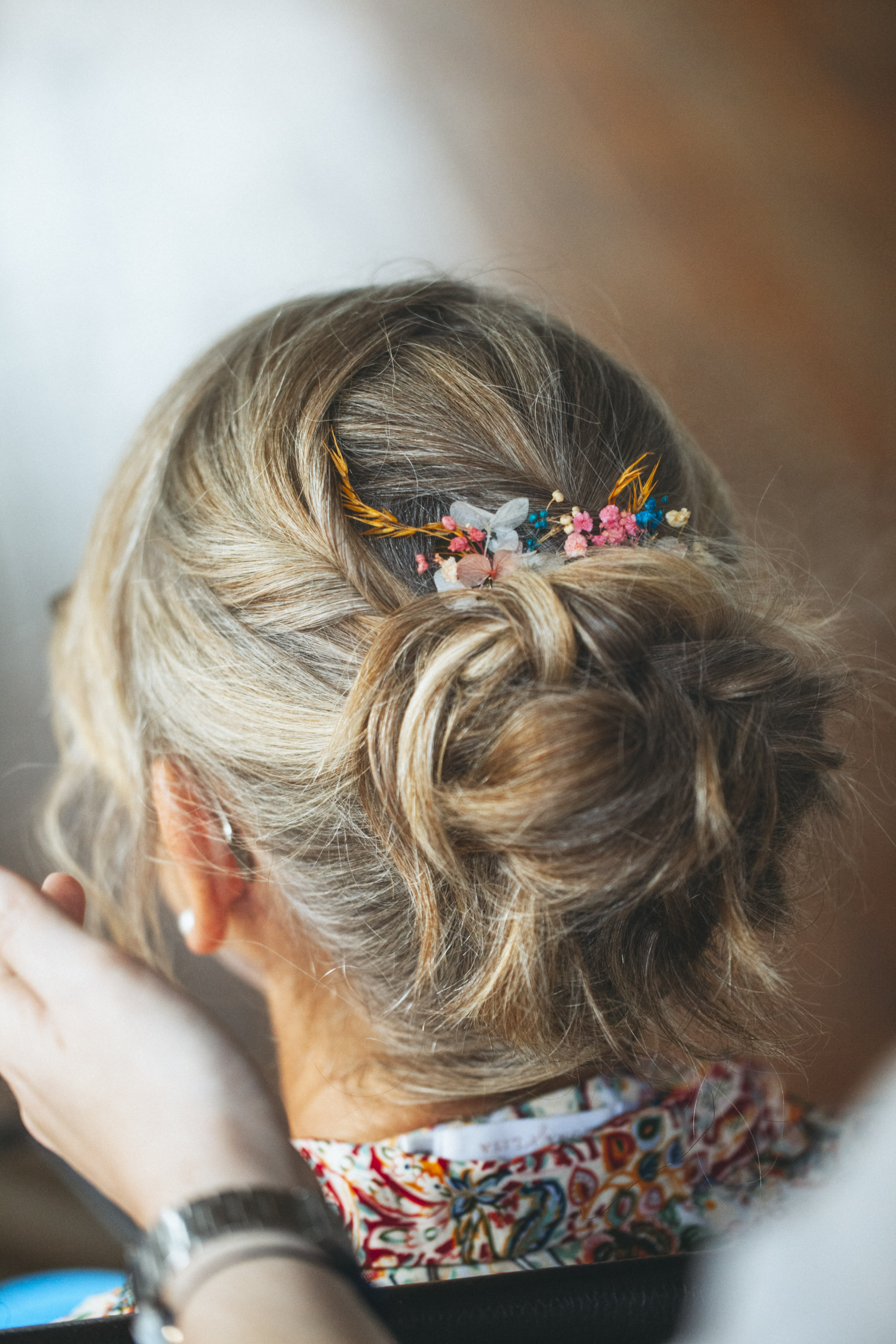 Peigne en fleurs séchées