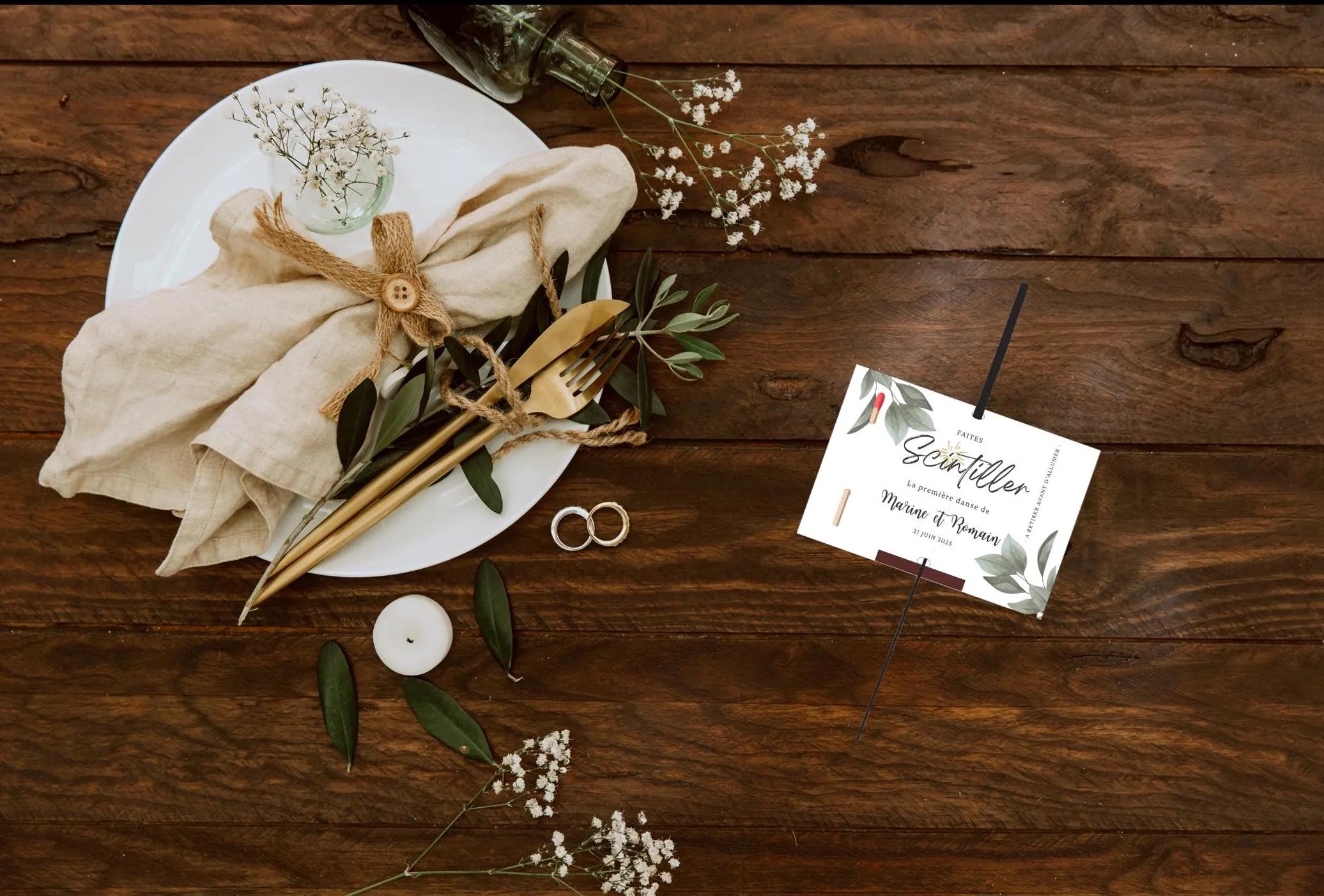 Etiquettes feux de Bengale / Cierge magique pour Mariage