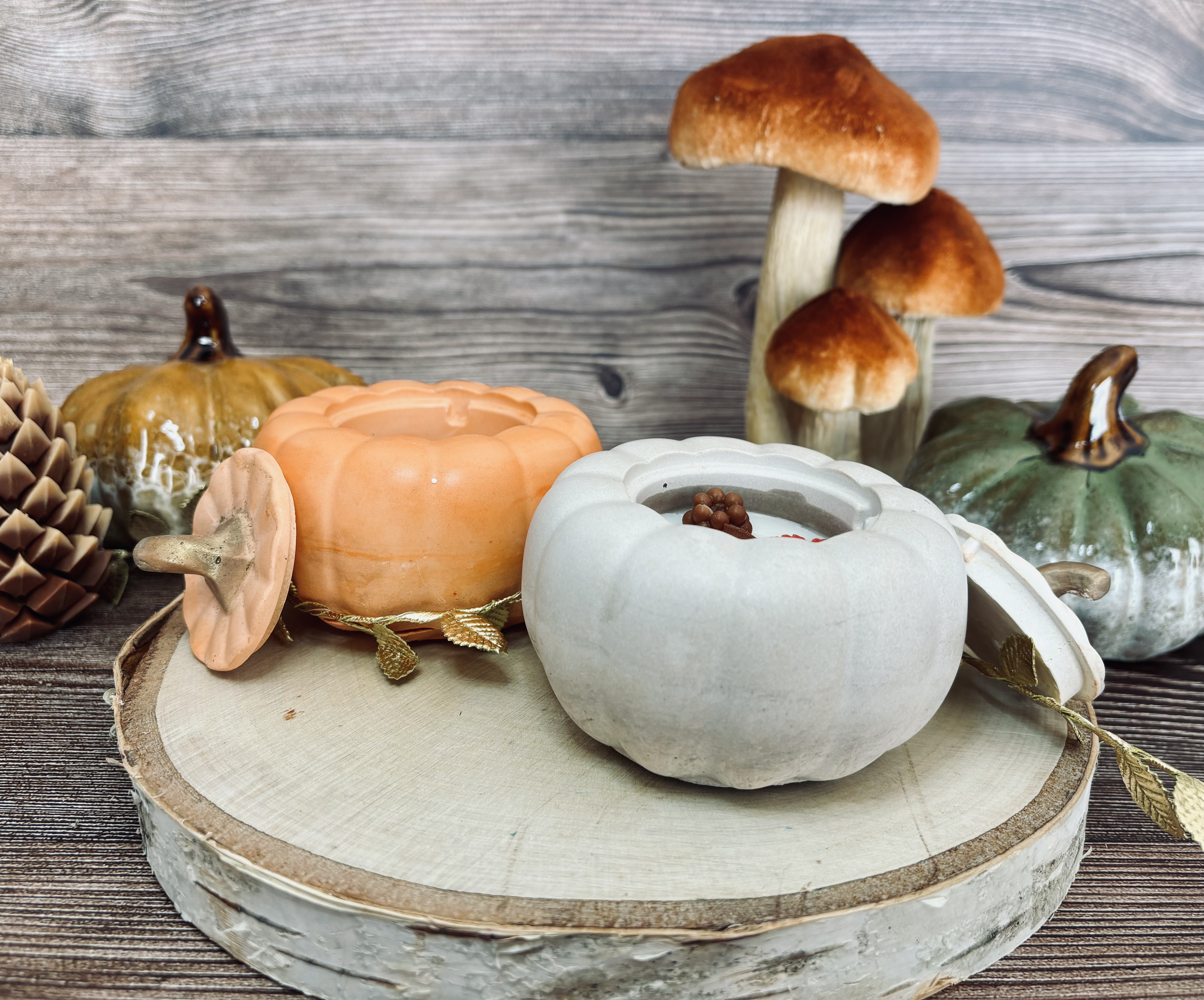 Bougie parfumée en Jesmonite Citrouille