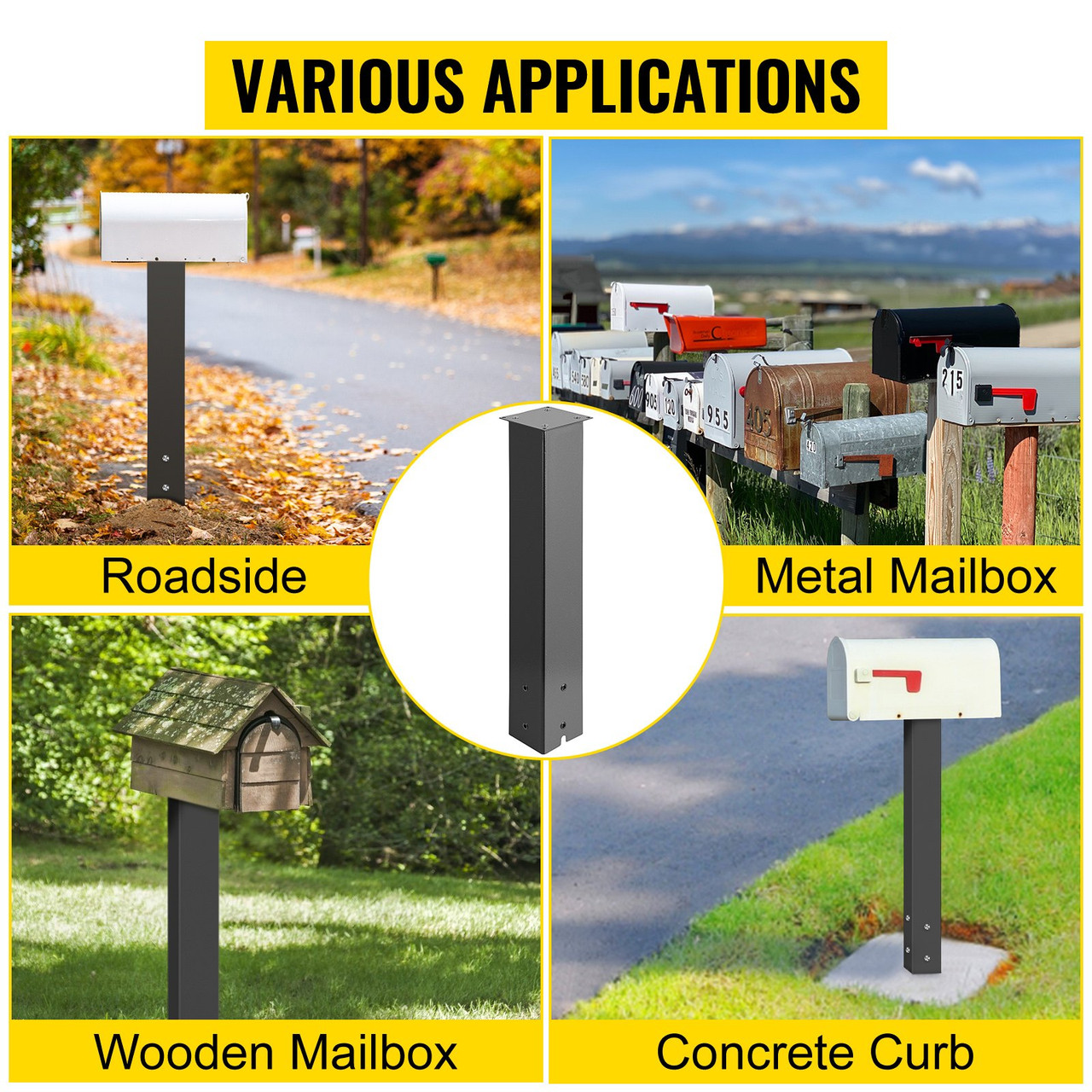 Modern Steel Mailbox Post-