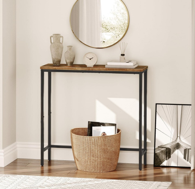 Narrow Console Table, 29.5" Small Entryway Table, Thin Sofa Table, Side Table, Display Table, for Hallway, Bedroom, Living Room, Foyer, Rustic Brown and Black
