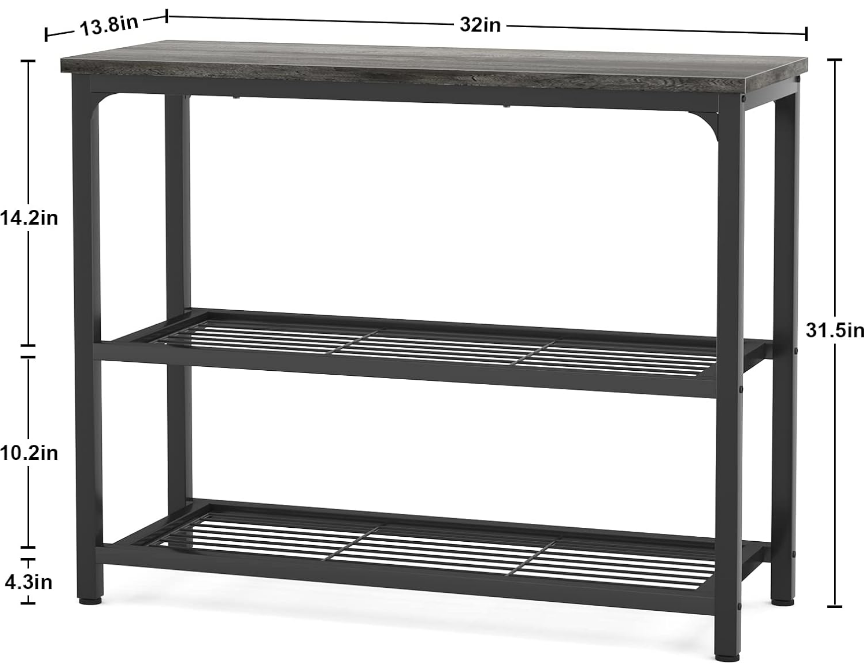 Small Console Table, Sofa Table with Double Mesh Shelves, Modern Entryway Table for Entryway, Hallway, Foyer, Front Hall, Sofa Couch, Living Room, Bar, Kitchen, 32 Inch, Grey