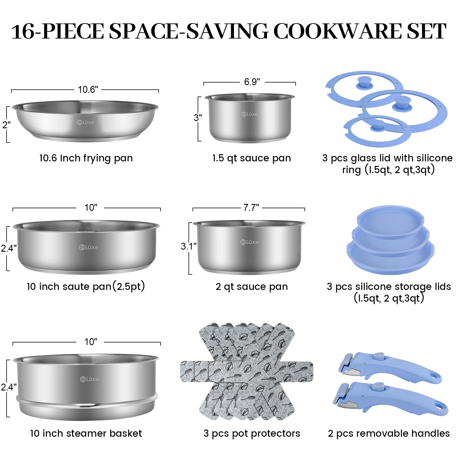 16-Piece Space-Saving Cookware Set