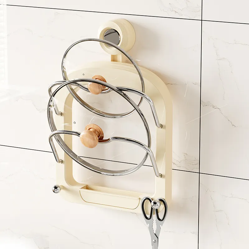 Wall-Mounted Pot Lid and Utensil Holder