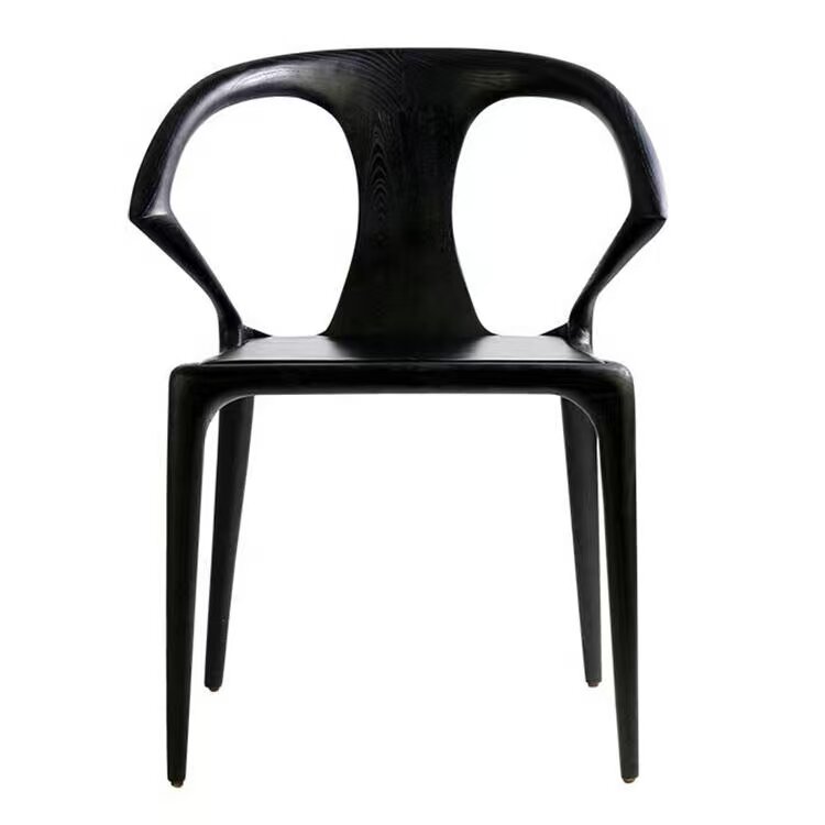 Luxury Original Design Walnut Color Sword Armchair Fabric PU Leather Seat Restaurant Leisure Dinner Chair -1