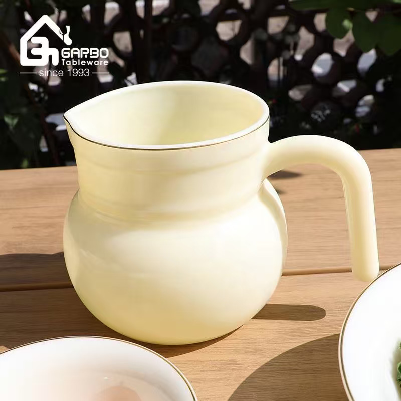 Opal Dinnerware With Solid Yellow Color Opal Glassware Dinner Set Dishwasher Safe Home Luxury Dinnerware With Gold Rim Opalware -6