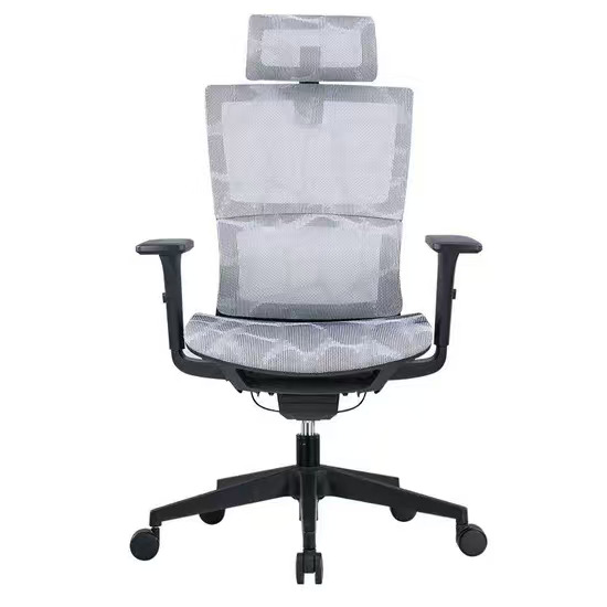 Luxury Swivel Mesh Office Chair with Adjustable High Back and Headrest -4