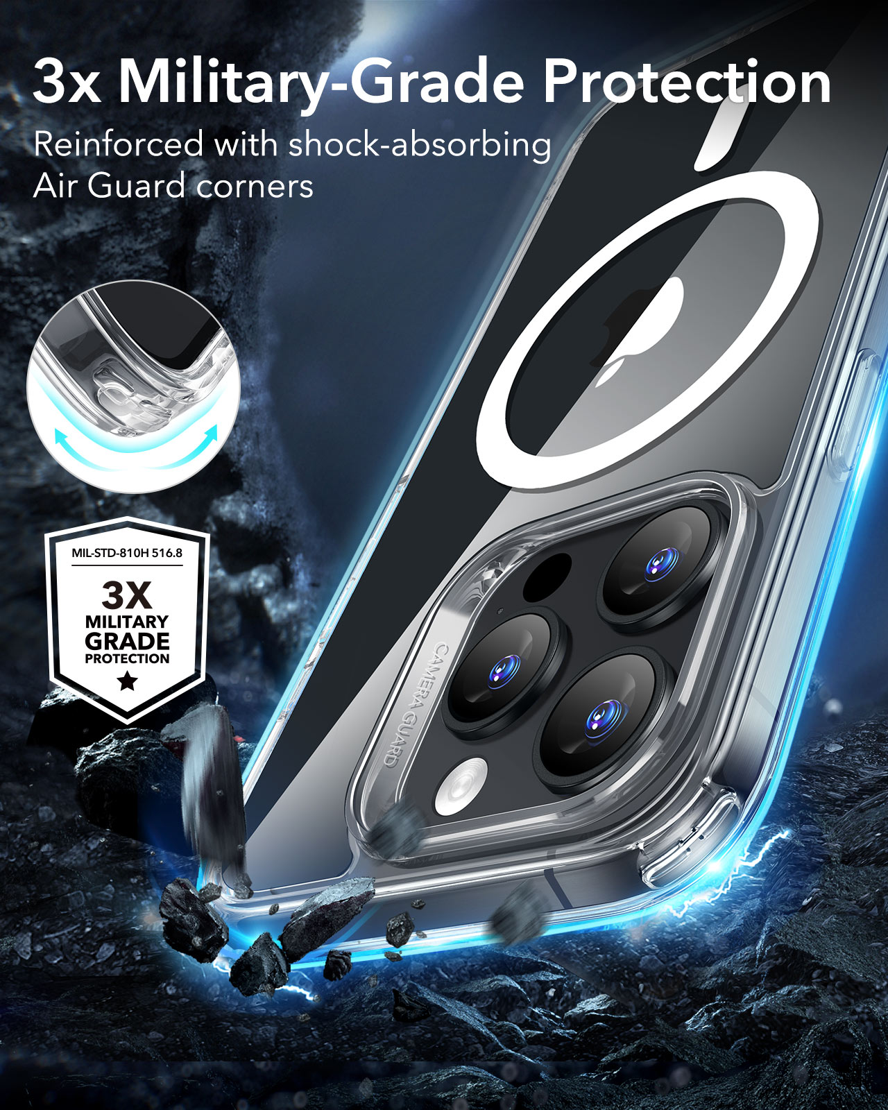 ESR Classic Hybrid Case with Halolock [ iPhone 16 Family ]