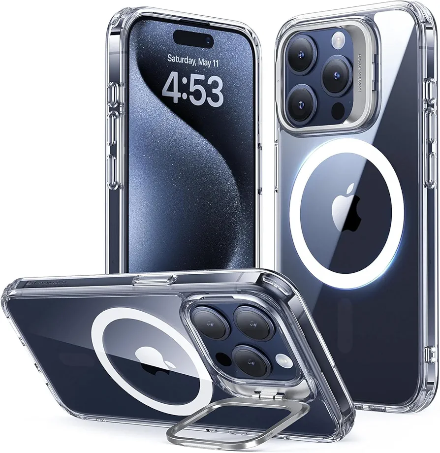 ESR Classic Hybrid Case with Stash Stand & Halolock [ iPhone 15 Family ]
