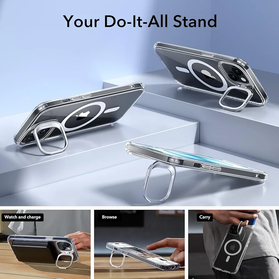 ESR Classic Hybrid Case with Stash Stand & Halolock [ iPhone 15 Family ]