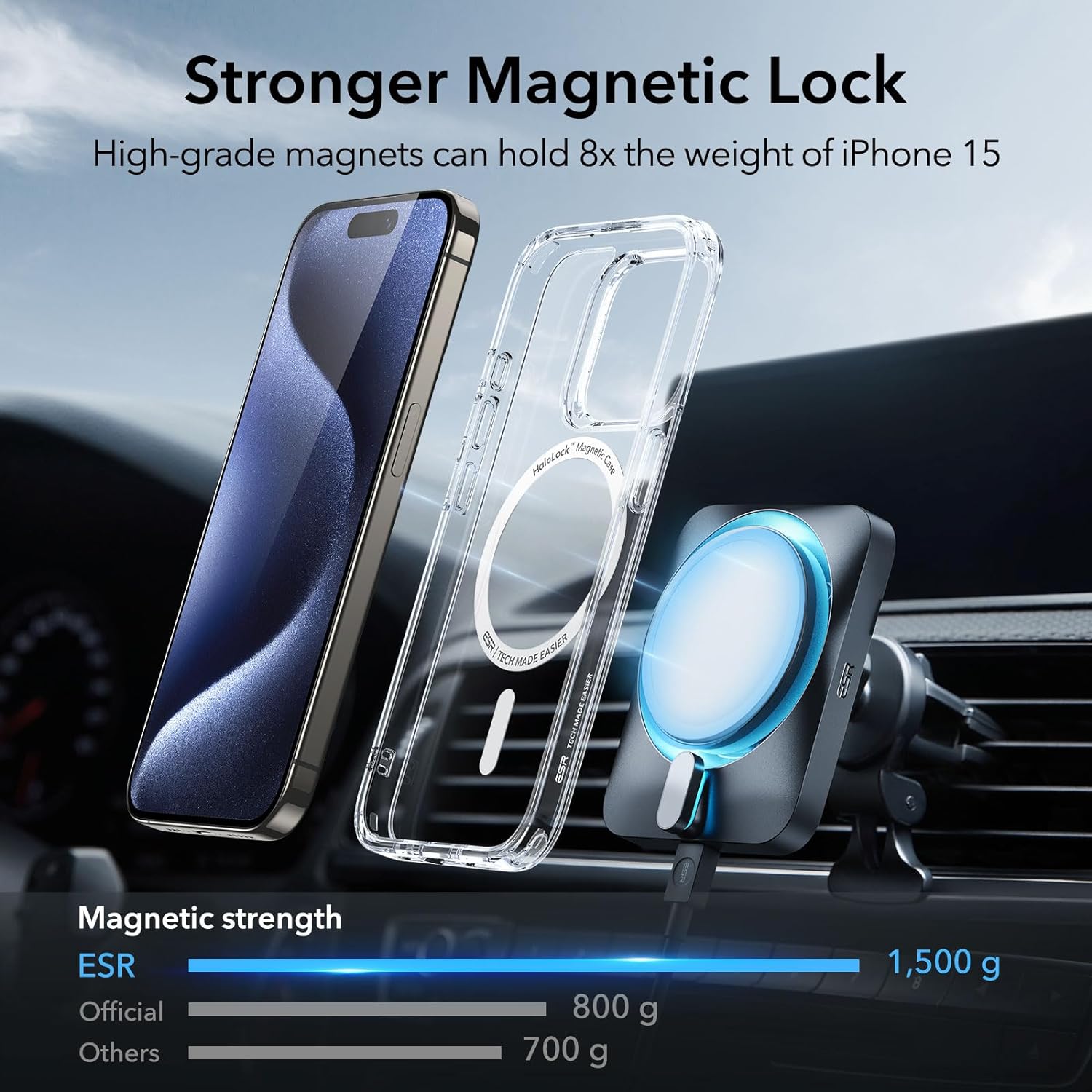 ESR Classic Hybrid Case with Halolock [ iPhone 15 Family ]
