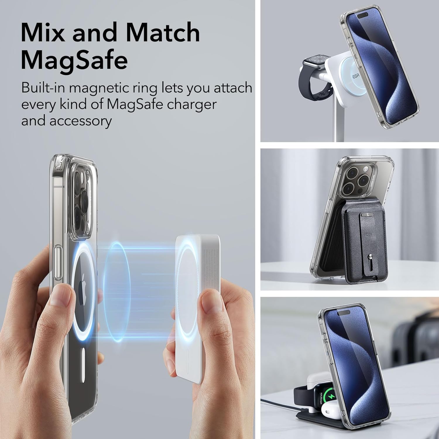 ESR Classic Hybrid Case with Halolock [ iPhone 15 Family ]