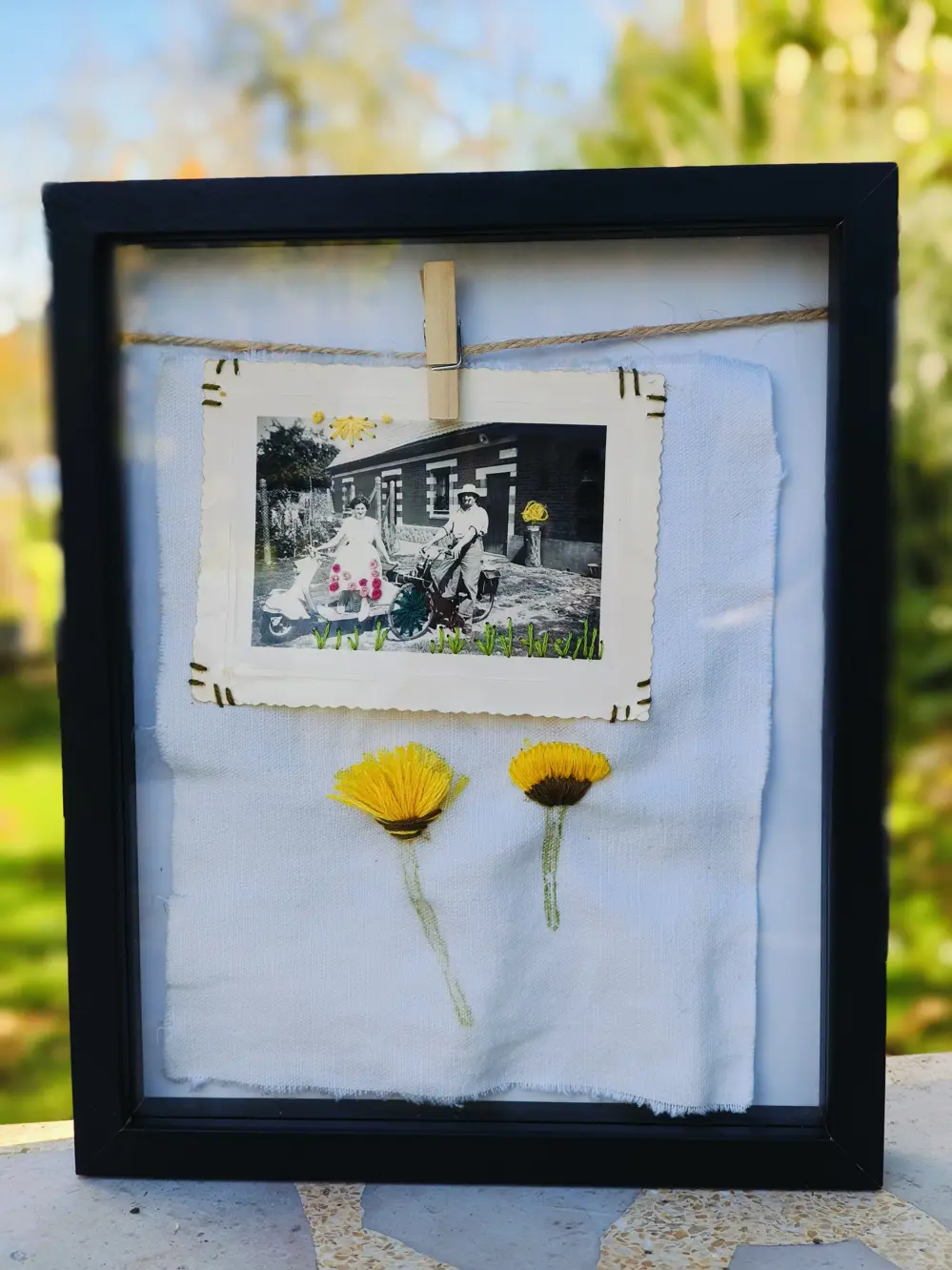 Cadre - Photo brodée & Impression végétale