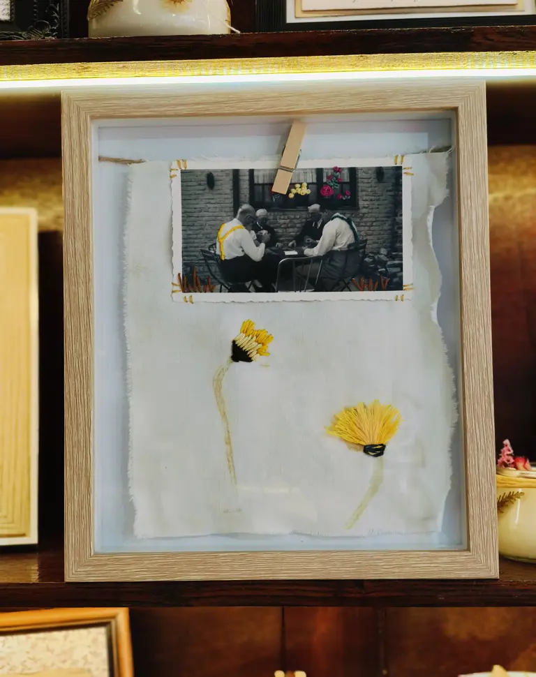 Cadre - Photo brodée & Impression végétale