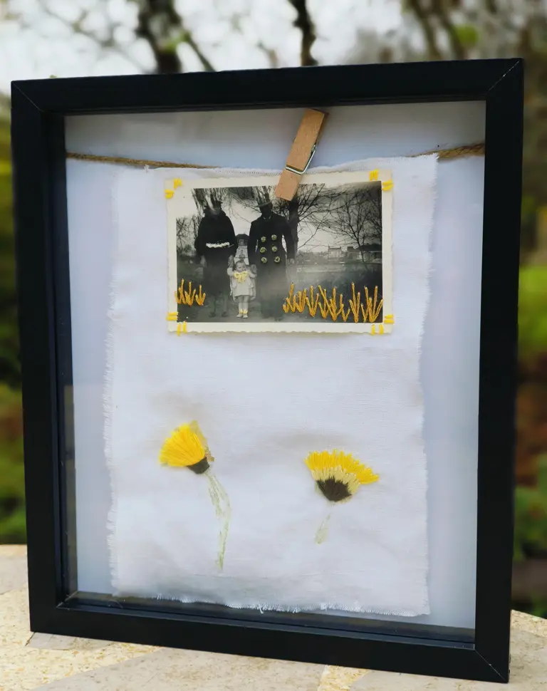 Cadre - Photo brodée & Impression végétale