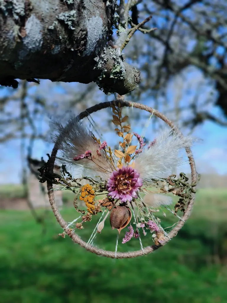 La roue étoilée - Couronne fleurs séchées 