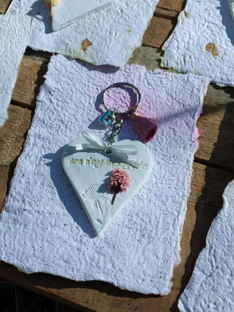 Porte clés en Argile - Mots doux 