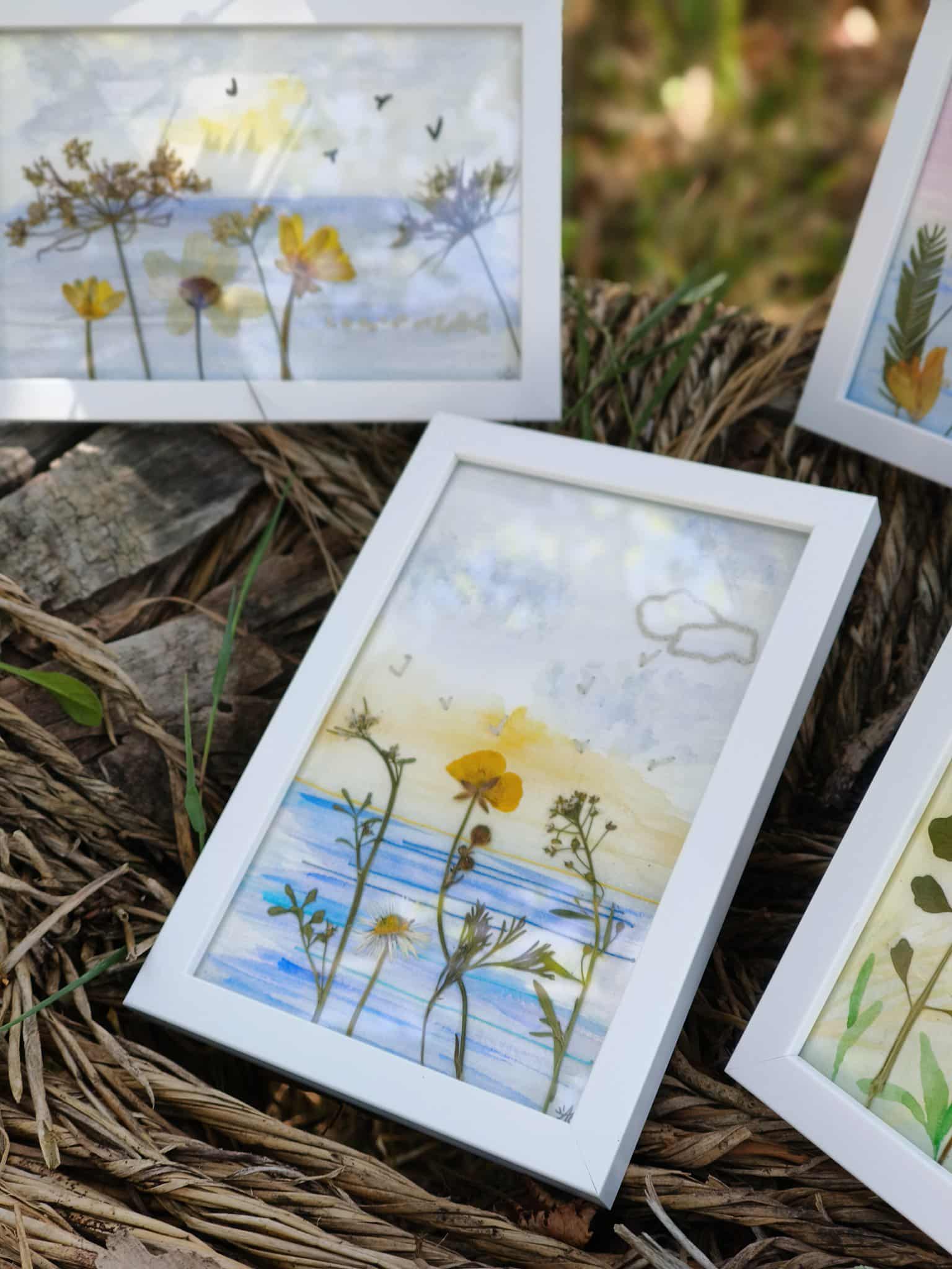 Cadre Aquarelle brodée - Prairie fleurie