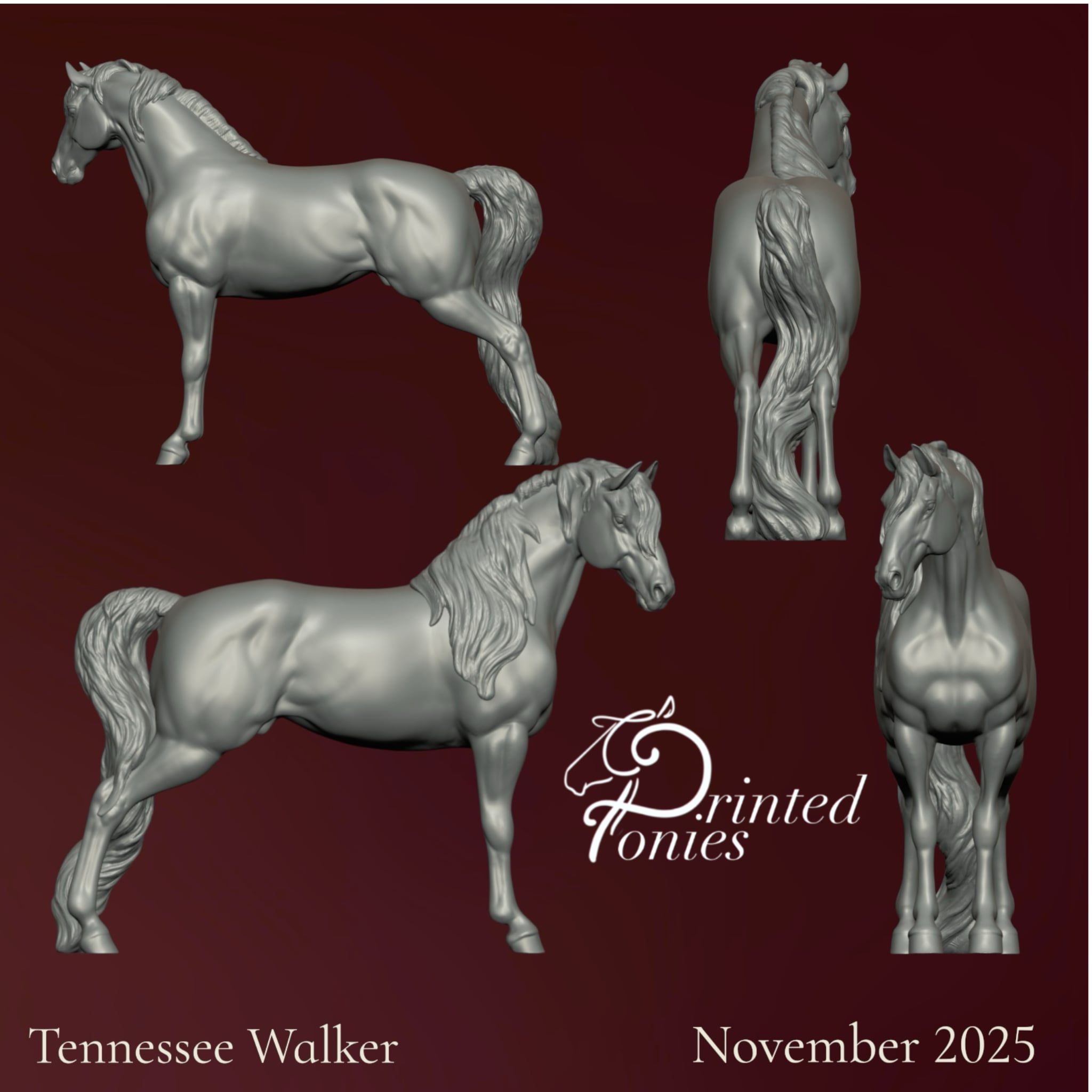 Tennessee Walker by Printed Ponies: 3D Resin Print Scale Model Horse
