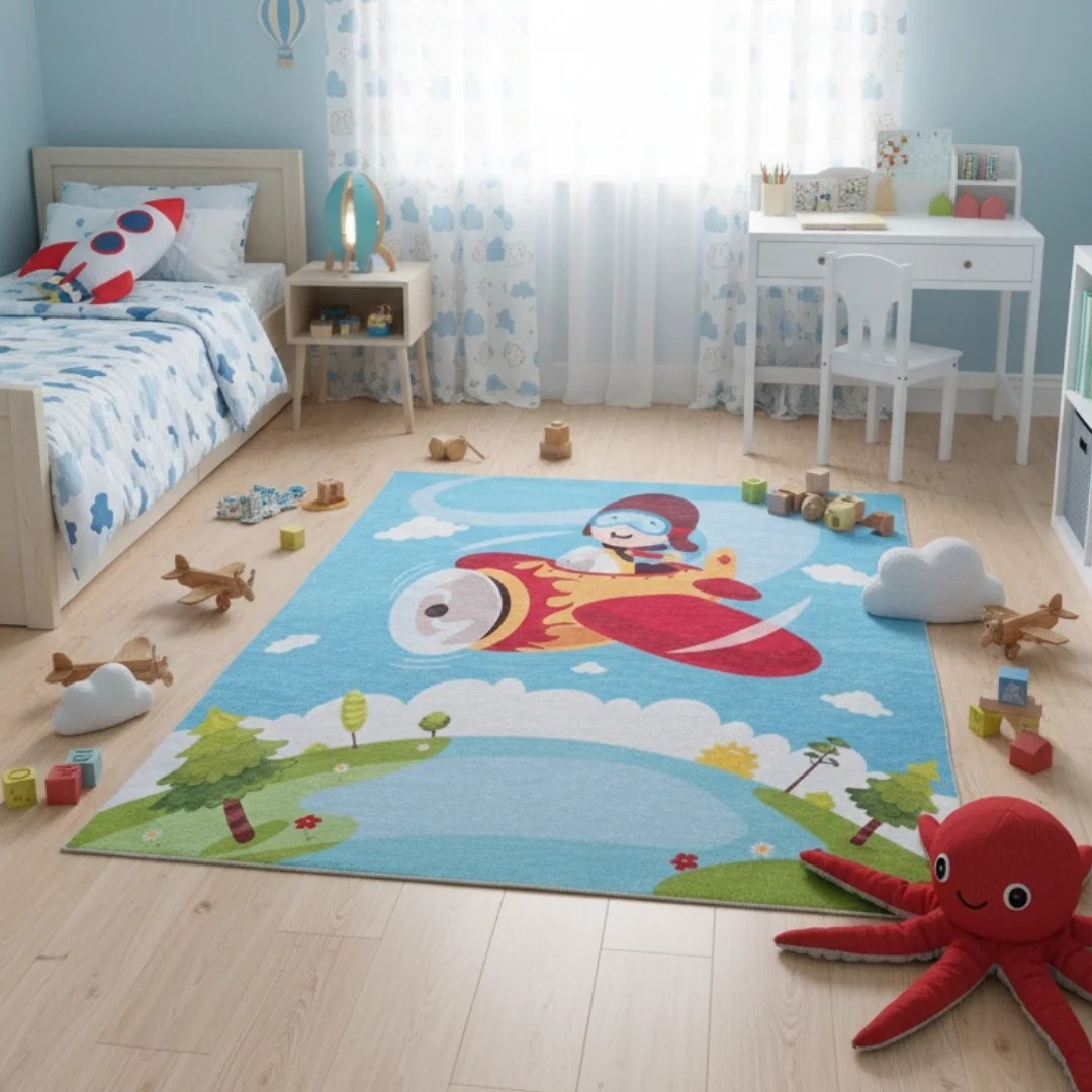 Dečiji tepih – aviončić u oblacima (120 x 180cm)