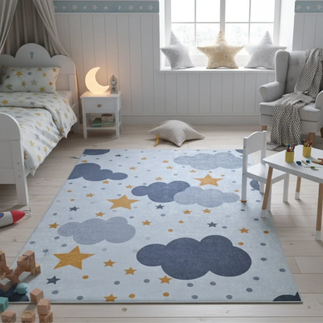 Dečiji tepih – oblaci i zvezdice (120 x 180cm)