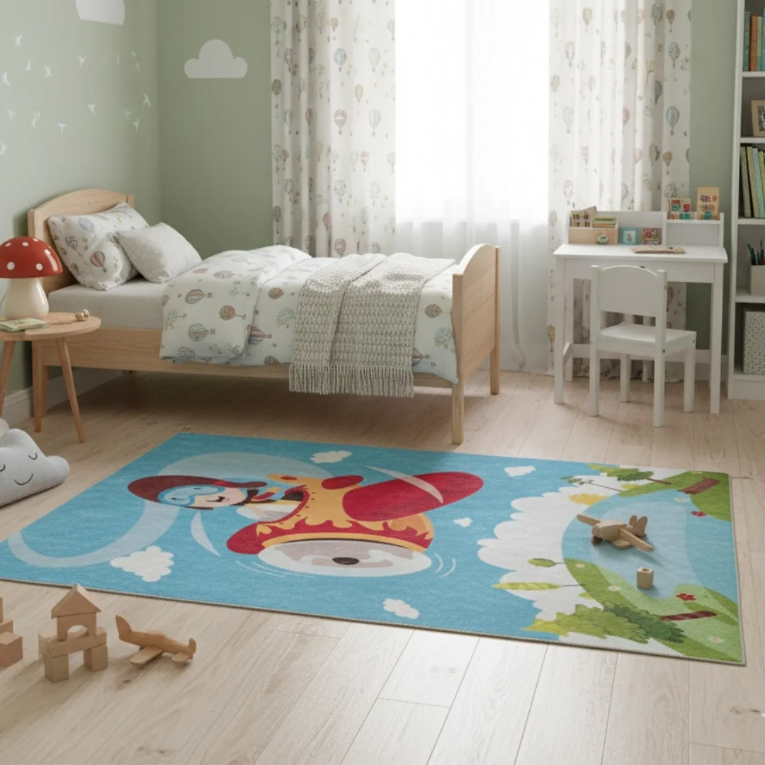 Dečiji tepih – aviončić u oblacima (120 x 180cm)