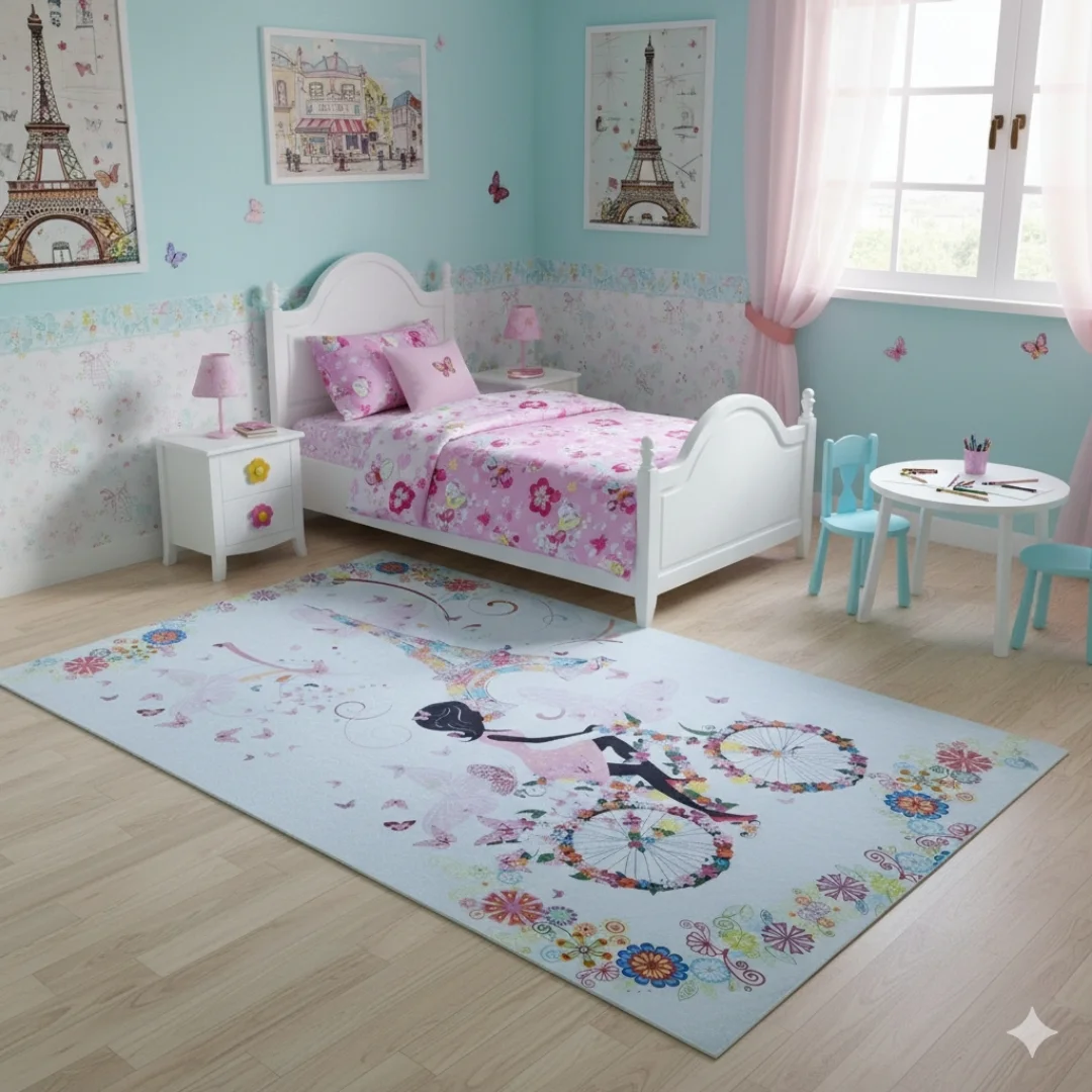 Dečiji tepih – devojčica na biciklu (120 x 180cm)