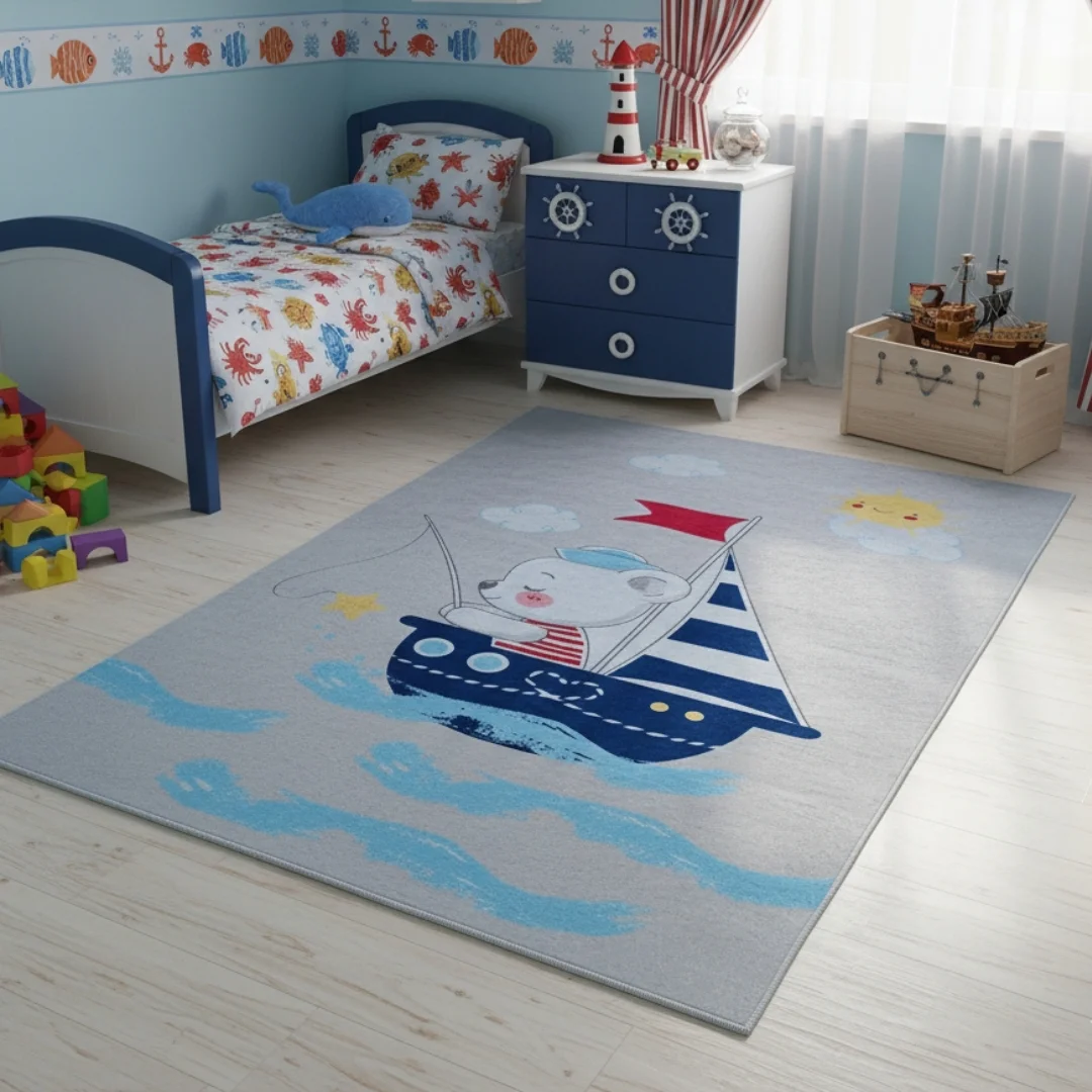 Dečiji tepih – meda mornar u brodiću (120 x 180cm)