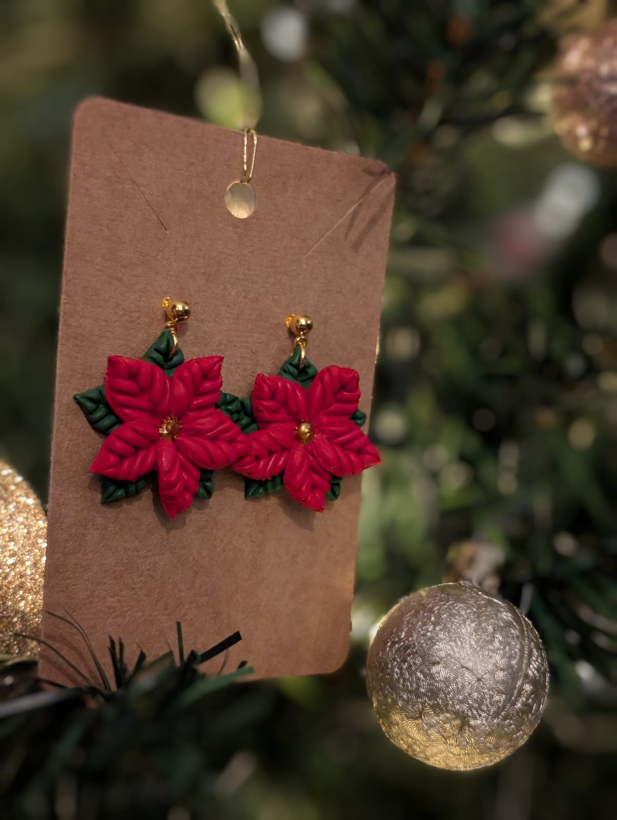 Handmade Christmas Poinsettia Earrings
